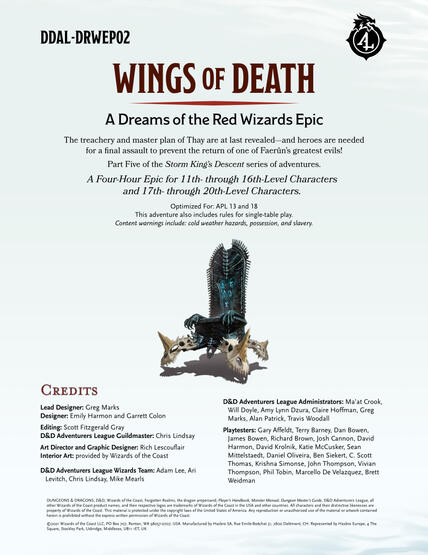 Wings of Death Adventure Cover